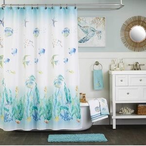 - SKL Home skl home ocean watercolor curtain NWT 70X72